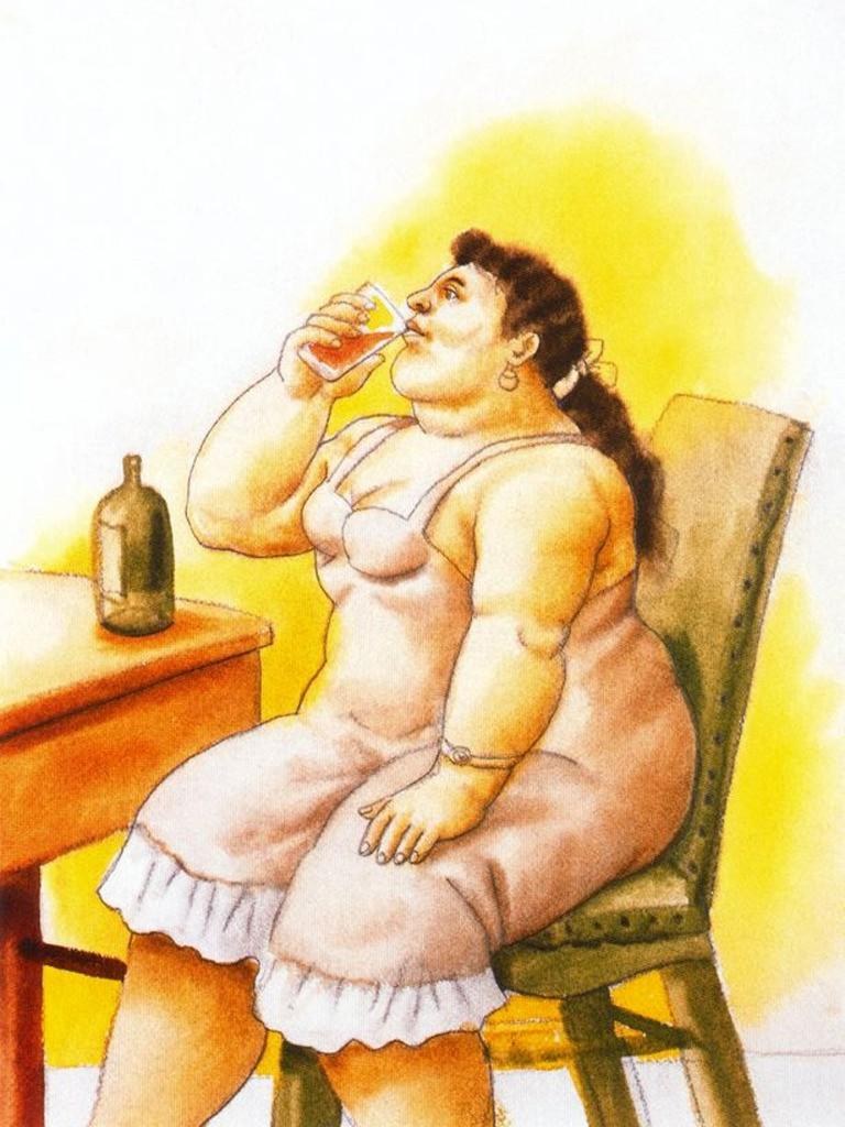 Fernando Botero Mujer bebiendo